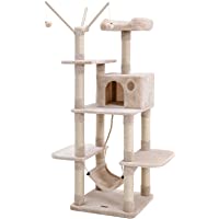 FEANDREA Árbol para Gatos- Rascador con Nidos- Hamaca- Plataformas y Bolas de Juego- 154 cm- Colores Opcionales- Beige…